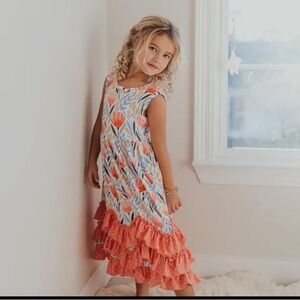 Adorable Sweetness Kids Peach Dot Floral Dress